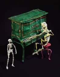 Figurines du Jour des Morts en musiciens (détail)