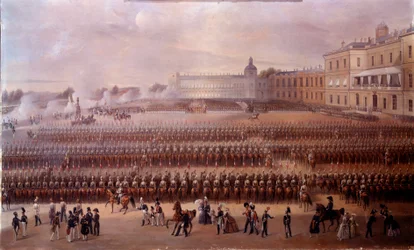 Inauguration en 1852 du monument dédié à Paul Ier à Gatchina sous le règne de Nicolas Ier