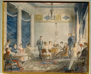 Le salon de la famille Olenin à Priyutino