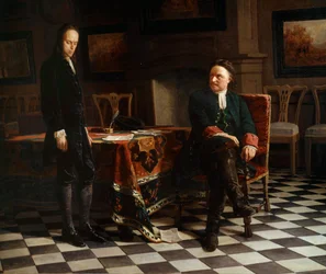 Portrait de Pierre Ier le Grand (1672-1725), tsar russe et son fils Alexis (1690-1718)