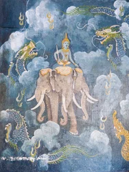 Fresque représentant une scène de la vie de Bouddha, temple Wat Phra That Doi Suthep