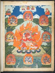 Un des 12 dessins représentant des divinités tibétaines par un artiste tibétain, probablement à Lhassa, c.1800