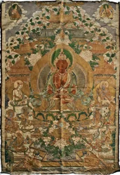 Amitabha (bouddha de la terre pure) - Peinture tibétaine, pigments et or sur tissu, fin du 19ème siècle, 74x51 cm - (Amitayus Buddha Thangka, culture tibétaine, pigments et or sur textile, fin du 19ème siècle) - Collection privée