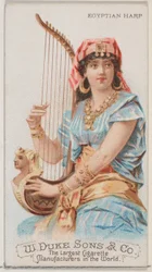 Harpe égyptienne, de la série Instruments de musique N82 pour cigarettes Duke
