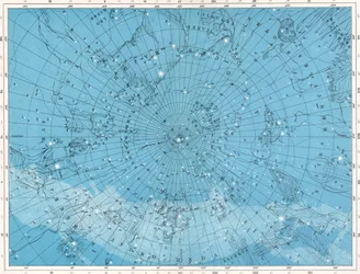Carte des étoiles avec le pôle Nord et les constellations Andromède et Casseiopea