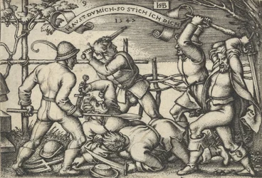 Bagarre de paysans, des Fêtes paysannes ou les Douze Mois, 1547