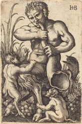 Satyre soufflant dans une corne