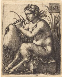 Femme satyre jouant de la cornemuse