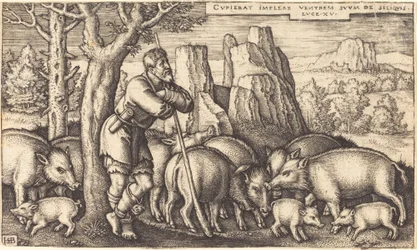 Le fils prodigue avec les porcs