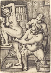 Trois femmes se baignant