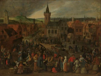 Jour de marché dans une ville flamande