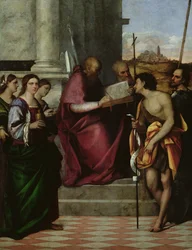 Saint Jean Chrysostome avec les saints Paul, Libéralis, Jean-Baptiste, Cécile, Catherine et Marie-Madeleine, 1509