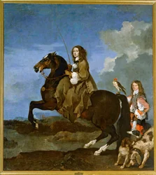 Christina de Suède à cheval ... (peinture sur toile)