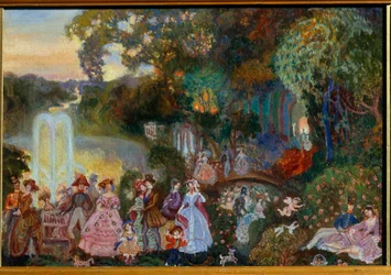 Festivités publiques - Peinture de Sergei Yurievich Sudeykin