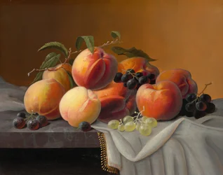 Pêches, raisins et pommes, s.d. (huile sur bois)