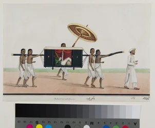 Thomas Holroyd lit dans son palanquin, vers 1835
