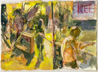 Jouer à la guerre, 2023 (plume et encre)