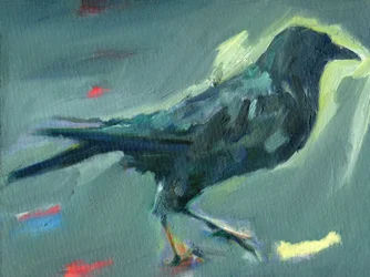 Corbeau en marche, 2024 (huile sur toile)