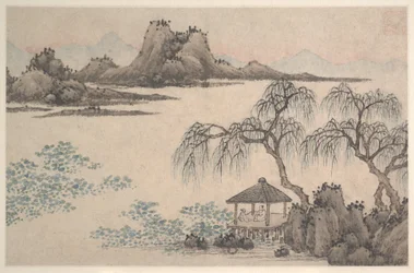Paysage avec pavillon et saules (feuille d