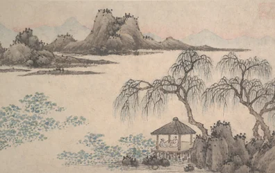 Paysage avec pavillon et saules