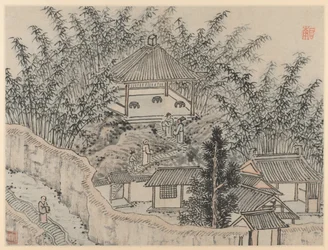 Douze vues de la colline du Tigre, Suzhou : Pavillon de bambou, colline du Tigre, après 1490