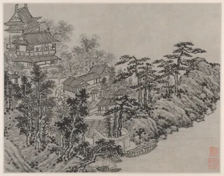 Douze Vues de la Colline du Tigre, Suzhou : Pavillon Grimpant les Nuages