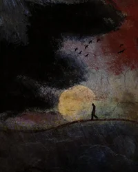 Nuit sombre, lune dorée