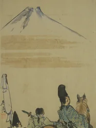 Voyageurs près du mont Fujiyama, c.1872