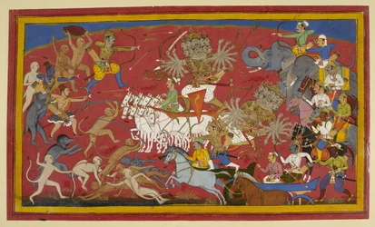 Combattant le roi démon à dix têtes Ravana, 