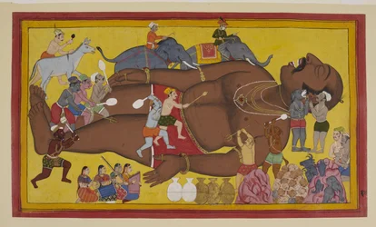 Les démons réveillent Kumbhakarṇa endormi pour qu