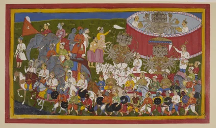 Rāvaṇa se prépare au combat en armure d