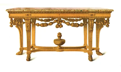 Table dorée avec dessus en marbre, 1908