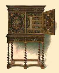 Cabinet en noyer incrusté de marqueterie, 1905
