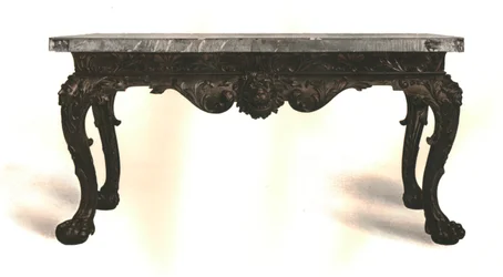 Table en bois teinté avec dessus en Scagliola, 1906