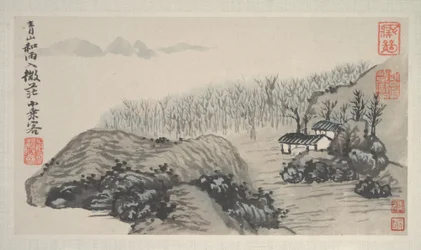 Paysages des quatre saisons (album de huit feuilles ; encre et couleur sur papier)