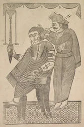 Un barbier nettoyant l