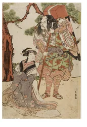 Scène de kabuki avec un acteur jouant le rôle d