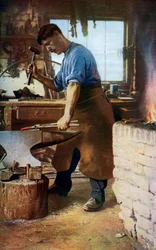 Forgeron au travail, Angleterre, vers 1922