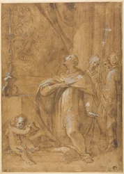 Saint Charles Borromée adorant une image de la Nativité de la Vierge