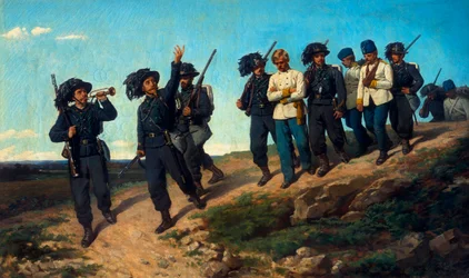 Gardes menant des prisonniers