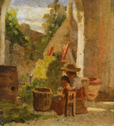 Loggia rustique, étude de campagne triptyque