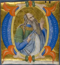 Prophète dans un "O" initial historié à partir d