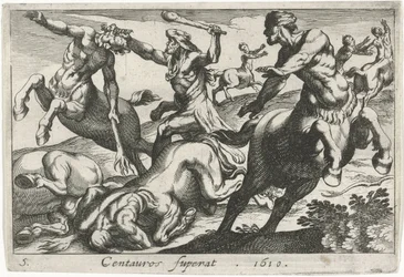 Hercule combattant les centaures
Centauros superat (titre sur l