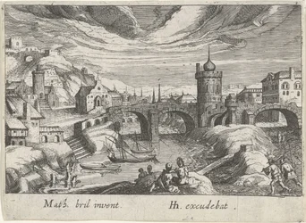 Vue de ville avec une rivière (série)