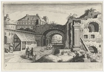 Vue de la ville avec une ruine