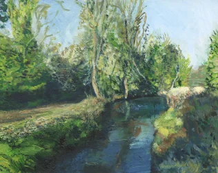 Ruisseau Latchmere, Ham Common (huile sur panneau)