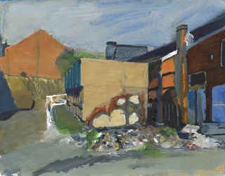 Infrastructure de télécommunications, Wandsworth, 2025 (acrylique, stylos à peinture acrylique et stylos à encre de Chine sur papier)