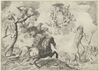Jupiter, Neptune et Pluton offrent leurs couronnes aux armes du cardinal Scipione Borghese