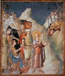 Épisodes de la vie de saint Martin : « Saint Martin de Tours renonce aux armes ». Fresque de Simone Martini (1285-1344). 1312-1317 - Dimensions 265 x 230 cm. Basilique inférieure Saint-François d