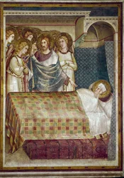 Fresque de la vie de saint Martin. Le rêve de saint Martin : le Christ, entouré d